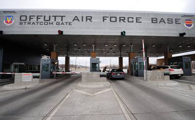 Shown is the StratCom Gate at Offutt Air Force Base in Nebraska. These are the kinds of entrances researchers will study hardening against electric vehicles.