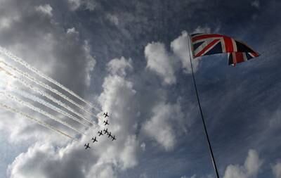 British flag at Royal Air Force flyover