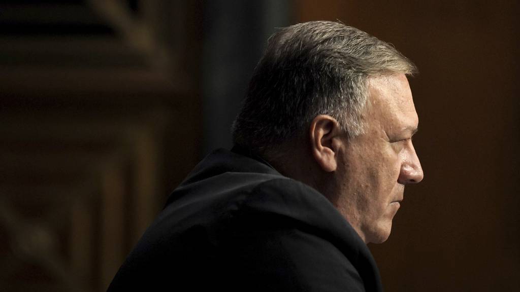 Secretary of State Mike Pompeo appears at a Senate hearing.