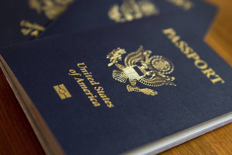 A United States Passport sits on a table prior to being renewed at a United States Embassy Outreach event at Yokota Air Base, Japan, May 22, 2019.